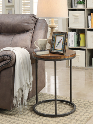 18" Edie Round Thick Top Accent Table Chestnut Brown/silver - Carolina Chair & Table