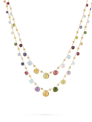 Marco Bicego® Paradise Collection 18k Yellow Gold Mixed Gemstone Graduated Long Necklace