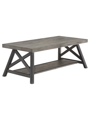 Lanshire Rustic Industrial Metal & Wood Cocktail Table - Inspire Q