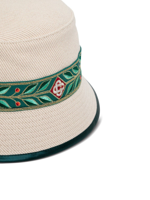 Casablanca Leaf Embroidered Bucket Hat