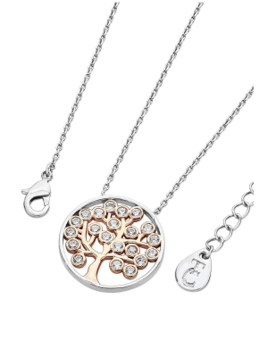 Two Tone Silver Circle And Rose Gold Tree Pendant