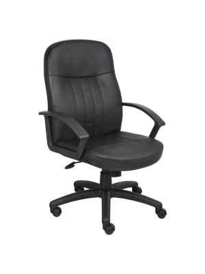 Executive Leather Budget Chair Black - Boss Office Products