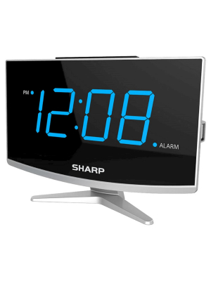Jumbo Led Curved Display Alarm Clock Black - Sharp