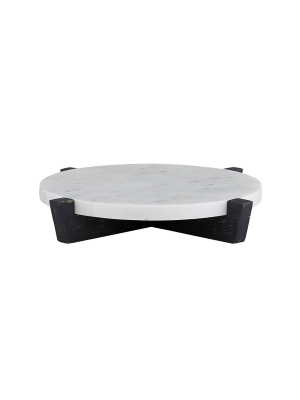 Marble Tray & Charcoal Wood Stand