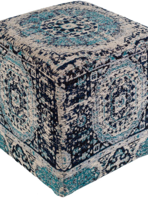 Amsterdam Polyester Pouf In Navy And Light Gray Color