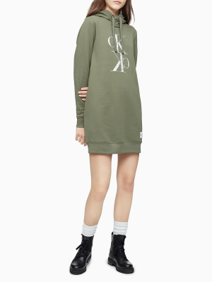 Distressed Mirror Monogram Logo Sweatshirt Dress