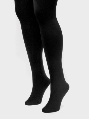 Muk Luks Women's Fleece Lined 2pk Tights