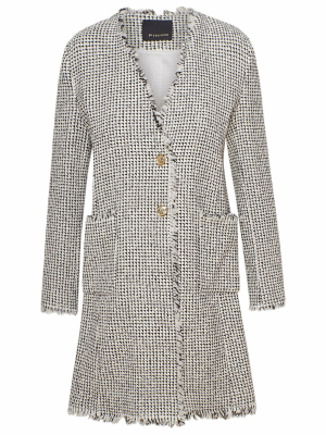 Pinko Single-breasted Tweed Coat