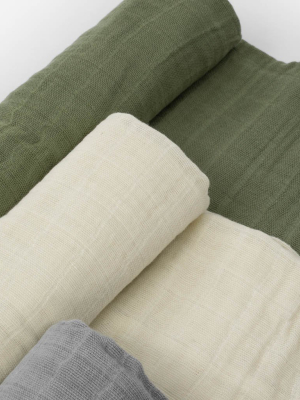 Cotton Muslin Swaddle Blanket Set - Fern