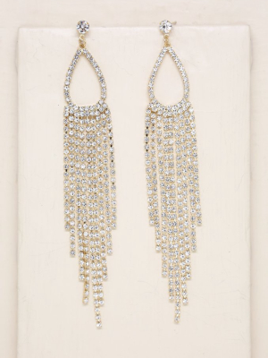 Long Teardrop Crystal Chandelier 18k Gold Plated Earrings