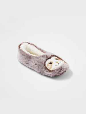 Women's Sloth Faux Fur Pull-on Slipper Socks - Brown