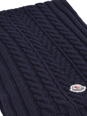 Moncler Cable Knit Logo Patch Scarf