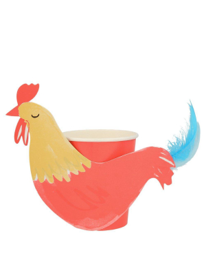 On The Farm Rooster Party Cups (x 8)