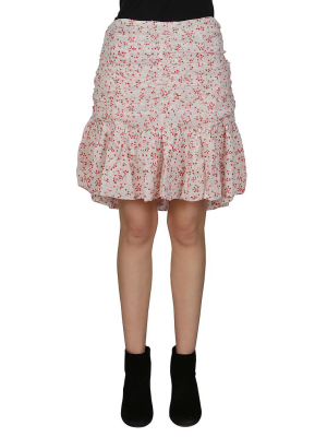 Ganni Floral Printed Georgette Mini Skirt