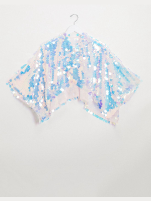 Asos Design Holographic Sequin Cape In Multi