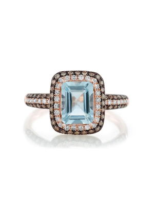 Effy Aquarius 14k Rose Gold Aquamarine, Cognac & Diamond Ring, 1.76 Tcw