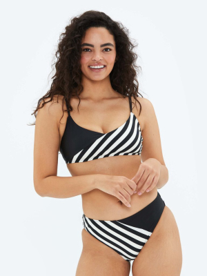 The Marina Bikini Top - Mixed Stripe In Sea Urchin & White Sand