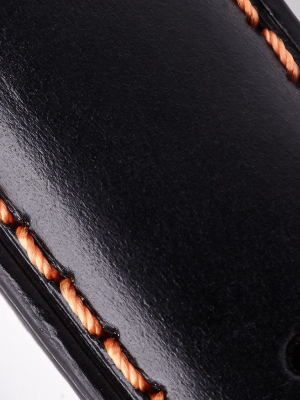 Leather Strap - Black/orange