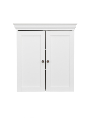 Decorative Wall Cabinet With Two Contemporary Doors White - Elegant Home Fashions