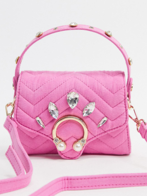 Skinnydip Pink Structured Mini Bag In Pink With Embellishment