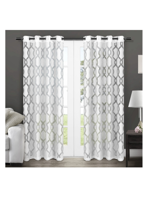 Rio Sheer Window Curtain Panel Pair White - Exclusive Home™