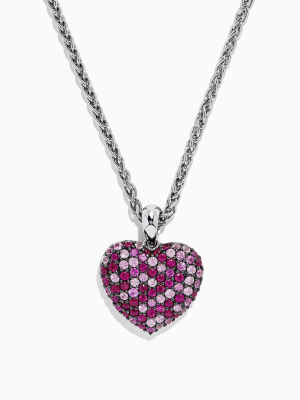 Effy 925 Sterling Silver Pink Sapphire Splash Heart Pendant, 2.55 Tcw