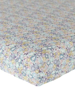 Fitted Sheet Made With Liberty Fabric Michelle Sea Green