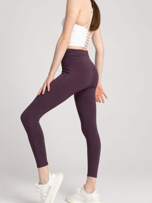 Purple Eggplant High-waist Crossover Legging