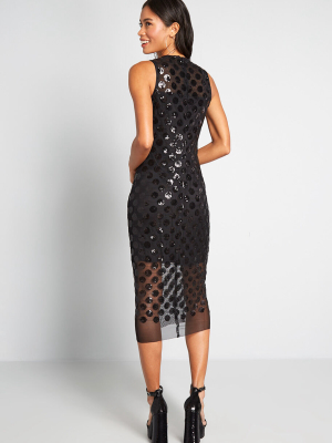 Daring In Dots Sequin Midi Dress