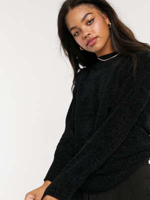 Asos Design Lounge Co-ord Chenille Oversized Sweater In Black