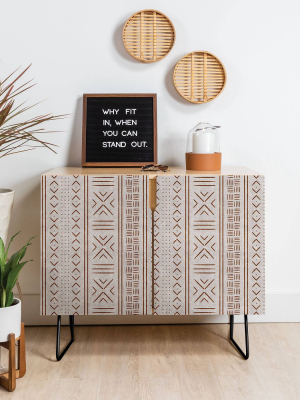 Little Arrow Design Co Rustic Stone Mudcloth Geometric Credenza - Deny Designs