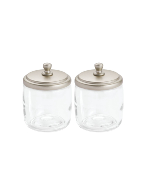 Mdesign Glass Vanity Storage Organizer Apothecary Jar, 2 Pack