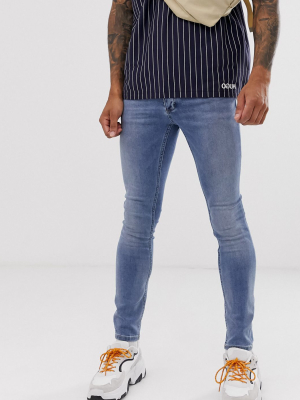 Topman Spray On Jeans In Light Blue Wash