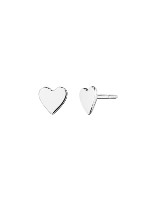 Wings Of Love Small Heart Studs - White Gold