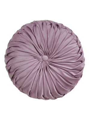 14" Round Velvet Pintucked Poly Filled Throw Pillow Lavender - Saro Lifestyle