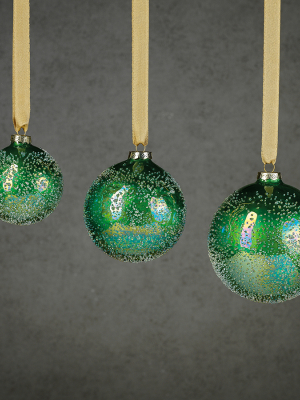 Sugared Green Glass Ornament