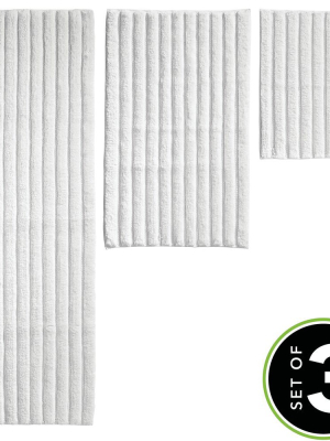 Mdesign Soft Cotton Spa Mat Rug For Bathroom, Varied Sizes, Set Of 3 - White