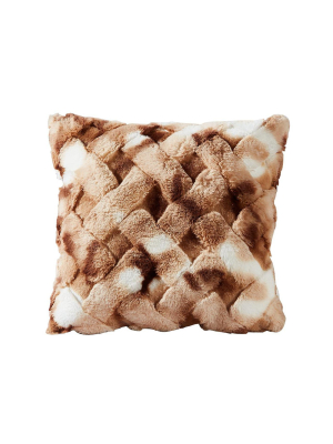 De Moocci Textured 3d Super Soft Luxury Faux Fur Pillow-brown