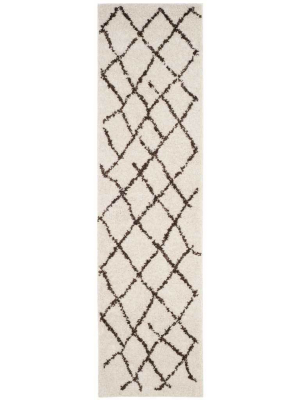 Berber Shag Creme/brown Runner Rug