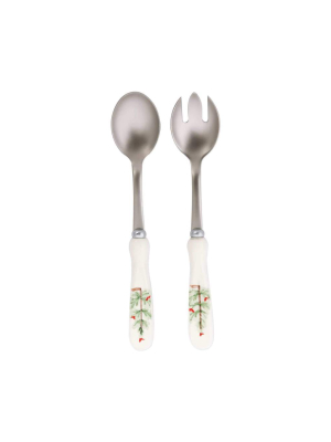 Vietri Lastra Holiday Salad Server Set