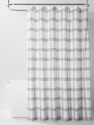 Microfiber Neutral Grid Shower Curtain - Room Essentials™