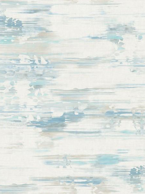Watercolor Brushstrokes Wallpaper In Soft Blue And Greys From The L'atelier De Paris Collection By Seabrook