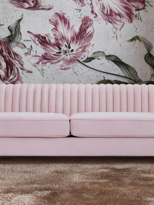 Aviate Velvet Sofa Blush