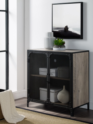 30" Industrial Accent Cabinet With Mesh - Saracina Home