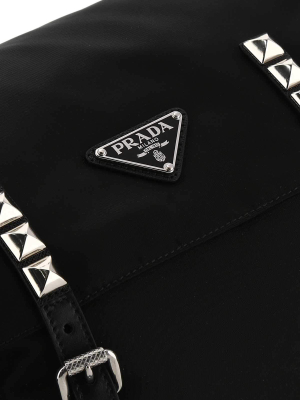 Prada Stud Embellished Strap Shoulder Bag