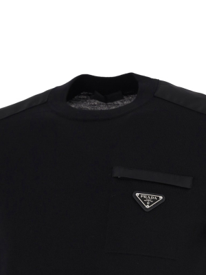 Prada Logo Patch Crewneck Knit Jumper