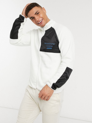 Arcminute Full Zip Tech Polar Fleece In Off White