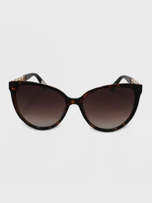 Women's Cateye Plastic Metal Combo Sunglasses - A New Day™ Brown