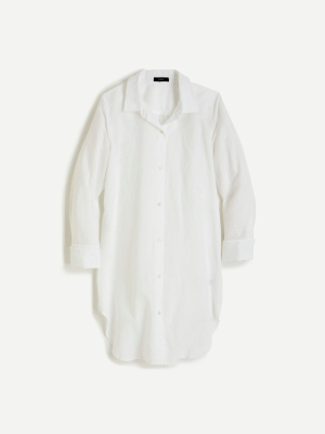 Button-up Beach Cover-up In Linen-cotton