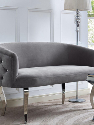 Adelle Grey Velvet Loveseat